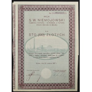 S. W. Niemojowski Fabryka Papieru i Wyrobów z Papierni S.A. w Bielsku, 100 zł 1927