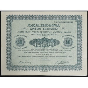 Agrochemia Fabryki Sztucznych Nawozów i Innych Przetworów Chemicznych, 25 x 500 mkp 1923