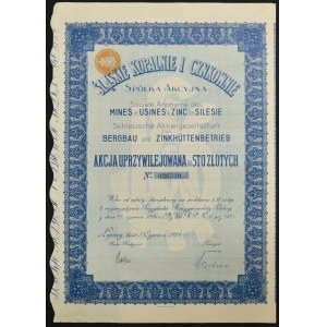 Śląskie Kopalnie i Cynkownie S.A., 100 zloty 1924, privileged