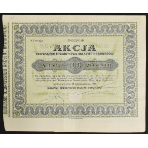 Lwowskie Towarzystwo Akcyjne Browarów, 100 zł 1928, Emisja X