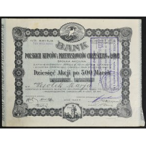 Bank Polskich Kupców i Przemysłowców Chrześcijan w Łodzi, 10 x 500 mkp 1922, Emisja IV