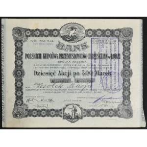 Bank of Polish Christian Merchants and Industrialists in Lodz, 10 x 500 mkp 1922, Issue IV