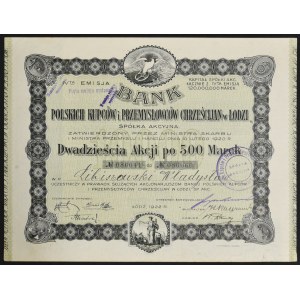 Bank Polskich Kupców i Przemysłowców Chrześcijan w Łodzi, 20 x 500 mkp 1922, Emisja IV