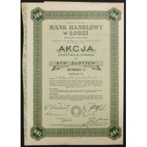 Bank Handlowy w Łodzi S.A., 100 zł 1935 - Uprzywilejowana, Emisja VI