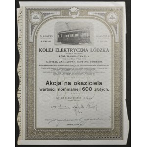 Kolej Elektryczna Łódzka S.A., 600 zlotých 1929, emisia V