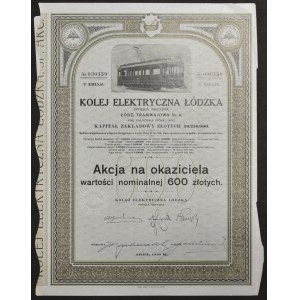 Kolej Elektryczna Łódzka S.A., 600 zł 1929, Emisja V