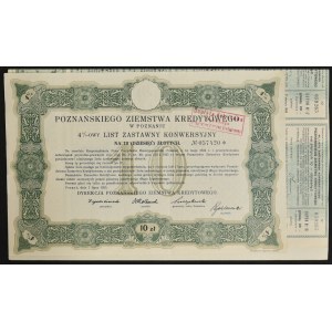 Poznaňská spořitelna, 4% konverzní hypoteční zástavní list, 10 zlotých, 1925