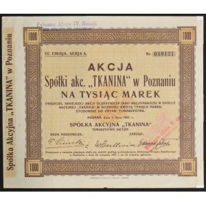 Tkanina S.A., 1 000 mkp, emise III, série A.