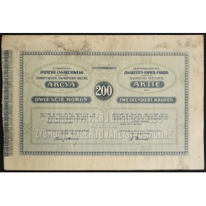 Cigarette Paper Factory, before Sigmund Weiser Joint Stock Society, 200 crowns 1914