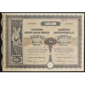 Galicyjskie Akcyjne Zakłady Górnicze, 200 koron 1918