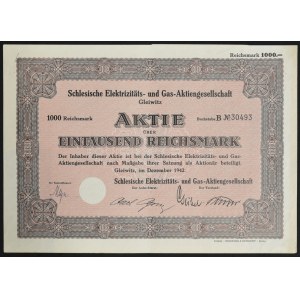 Schlesische Elektricitäts und Gas AG, 1.000 marek 1942