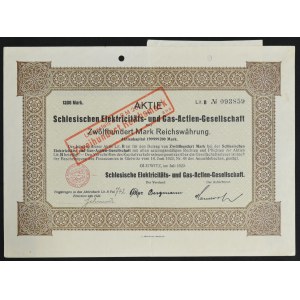Schlesische Elektricitäts und Gas AG, 1,200 marks 1923