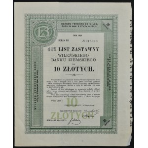 Vilnius Land Bank, 4.5% mortgage bond, 10 zloty 1926, series I