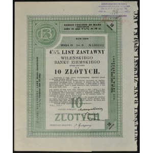 Vilnius Land Bank, 4.5% mortgage bond, 10 zloty 1934, series III