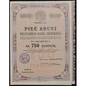 Vilnius Land Bank S.A., 5 x 150 zloty 1937
