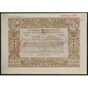 Bank Gospodarstwa Krajowego, 7%/5.5% municipal bond PLN 8,914, Issue II, Conversion 1938