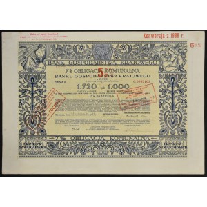 Bank Gospodarstwa Krajowego, 7%/5,5% obligacja komunalna 1.720 zł, Emisja II, Konwersja 1938