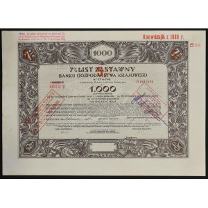 Bank Gospodarstwa Krajowego, 7%/5,5% hypotekárny záložný list 1 000 zlotých, emisia VI, konverzia 1938