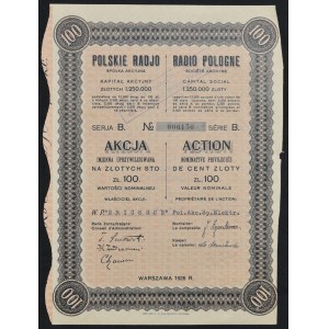 Polskie Radio S.A., 100 zł 1926, Serja B