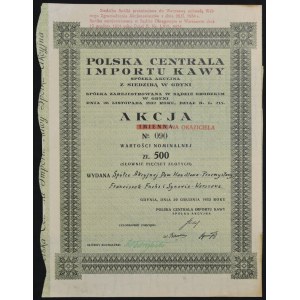 Polska Centrala Importu Kawa S.A., 500 zlotých 1933