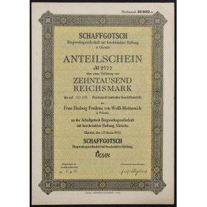 Schaffgotsch Bergwerksgesellschaft, udział 10.000 marek 1943