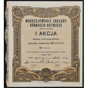Modrzejowskie Zakłady Górniczo-Hutnicze S.A., 50 zł 1927, uprzywilejowana
