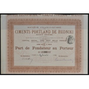 Továreň na portlandský cement Rudniki, zakladateľský podiel 1894