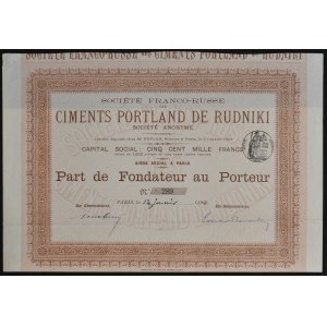 Portland Cement Factory Rudniki, founding share 1894