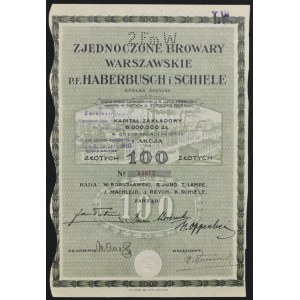 United Warsaw Breweries p.f. Haberbusch and Schiele, 100 zloty, Issue 1.