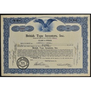 USA, akcje - British Type Investors, Inc., 1929