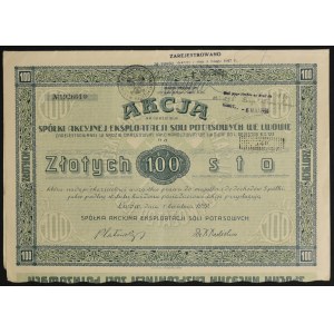 Spółka Akcyjna Eksploatacji Soli Potasowych, 100 zł 1929