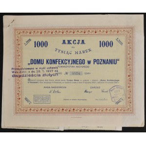 Dom Konfekcyjny Towarzystwo Akcyjne, 1.000 mkp, Emisja V