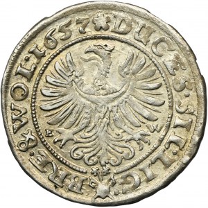 Silesia, Duchy of Liegnitz-Brieg-Wohlau, Georg III, Ludwig IV, Christian, 3 Kreuzer Brieg 1657 EW