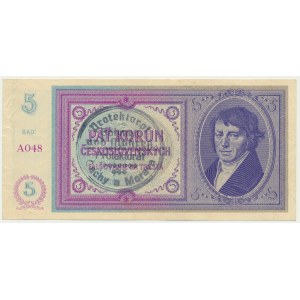 Bohemia & Moravia, 5 Korun (1939) - with handstamp -