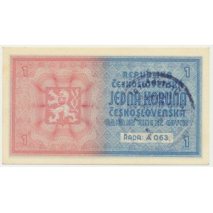 Čechy a Morava, 1 koruna (1939) - s razítkem -.