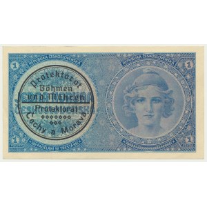 Bohemia & Moravia, 1 Koruna (1939) - with overprint -