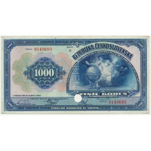 Československo, 1 000 korún 1932 - MODEL -.