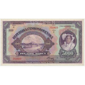 Československo, 5 000 korún 1920 - MODEL -.