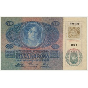 Czechoslovakia, 50 Haleru (1919) on 50 Korun 1914