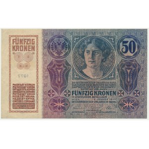 Czechoslovakia, 50 Haleru (1919) on 50 Korun 1914