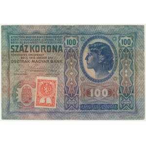 Československo, 1 koruna 1919 na 100 korún 1912