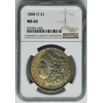 USA, 1 dolar New Orleans 1884 O - Morgan - NGC MS62