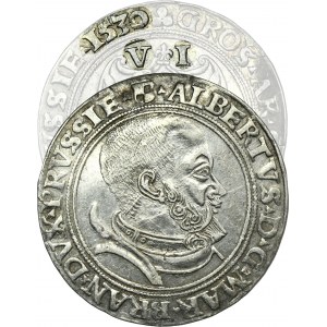 Duchy of Prussia, Albrecht Hohenzollern, 6 Groschen Königsberg 1530 - EXTREMELY RARE