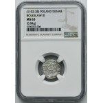 Boleslaw III Wrymouth, Denarius Krakau - Prince on the throne - NGC MS63