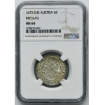 Silesia, Habsburg rule, Leopold I, 6 Kreuzer Breslau 1673 SHS - NGC MS64 - RARE