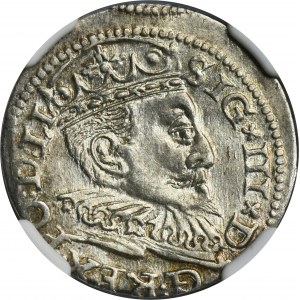 Sigismund III Vasa, 3 Groschen Riga 1595 - LI - NGC AU58