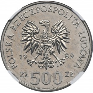 Vzorek NICHOLS, 500 zlotých 1989 50. výročí obranné války polského národa - NGC MS64