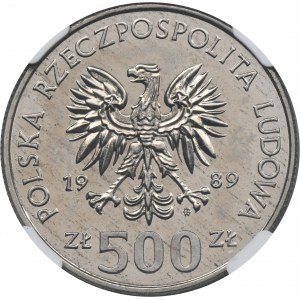 PRÓBA NIKIEL, 500 złotych 1989 50. Rocznica Wojny Obronnej Narodu Polskiego - NGC MS64
