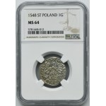 Zikmund I. Starý, groš Krakov 1548 ST - VELMI ZRADKÝ - NGC MS64