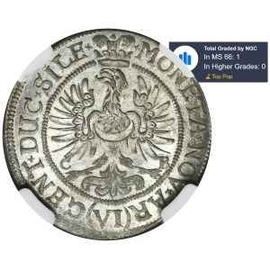 Silsia, Duchy of Liegnitz-Brieg-Wohlau, Louise von Anhalt-Dessau, 6 Kreuzer Brieg 1673 CB - NGC MS66